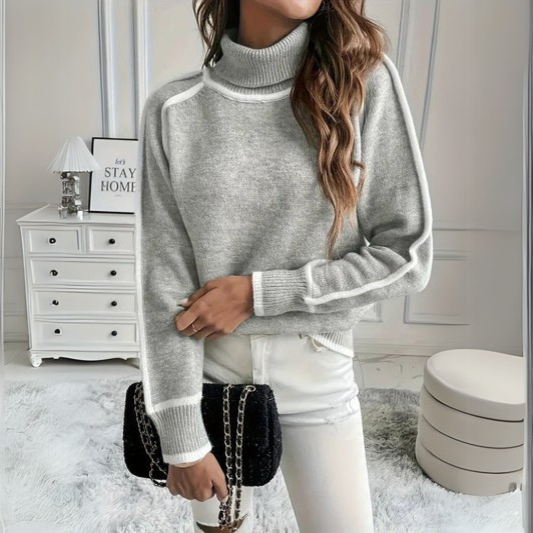 Aurora - Pulover Elegant cu Guler Înalt