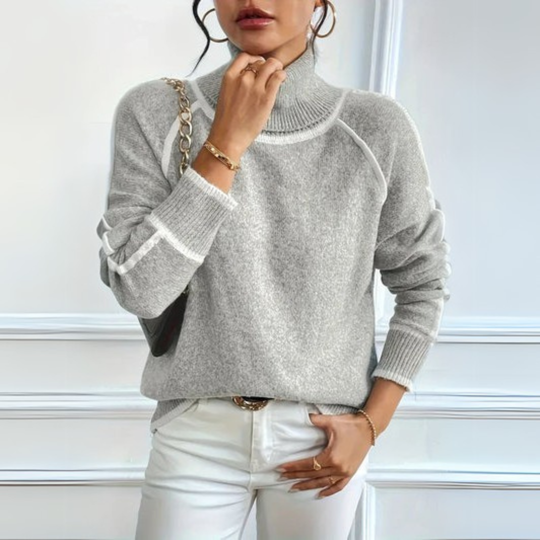 Aurora - Pulover Elegant cu Guler Înalt