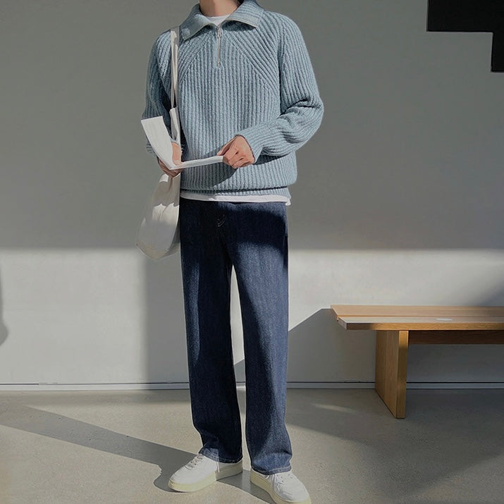 Azure™ | Stickad Ziptröja med Hög Krage