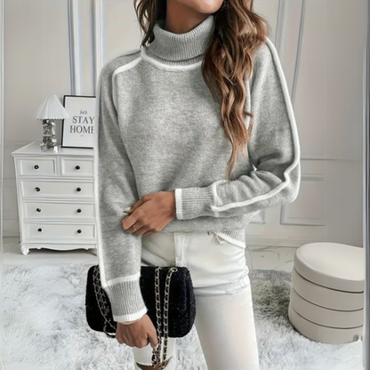 Aurora - Pulover Elegant cu Guler Înalt