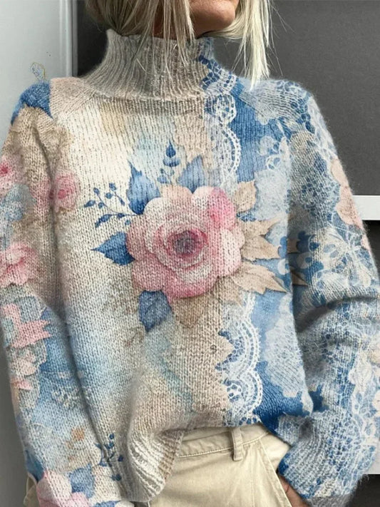Tess™ | Elegant Tröja med Blommig Spets